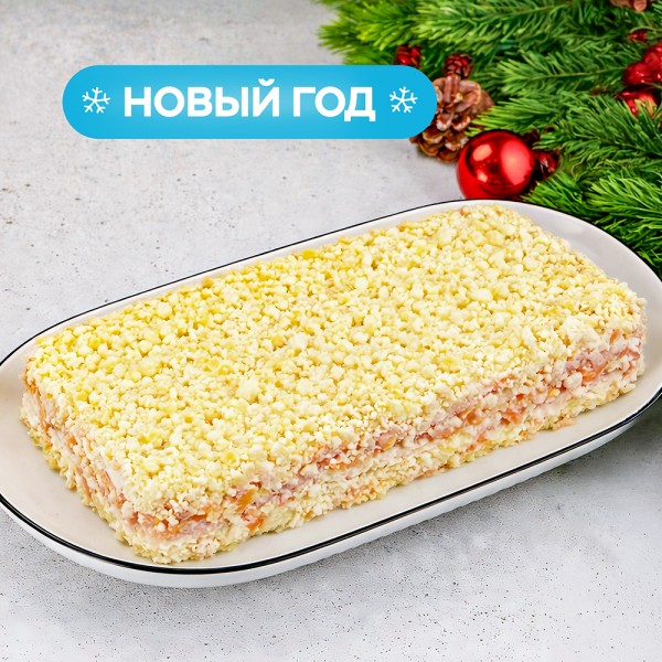 Салат Мимоза с запеченной горбушей на четверых